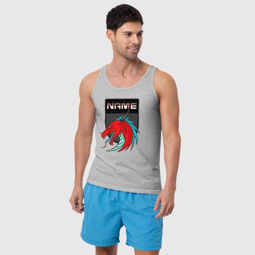 Dragon Men’s Staple Tank Top | Bella + Canvas 3480 | <span class="withname">With Your Name</span>| Large Center Front Print | 2107202402 - Image 2