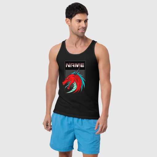 Dragon Men’s Staple Tank Top | Bella + Canvas 3480 | <span class="withname">With Your Name</span>| Large Center Front Print | 2107202402 - Image 3