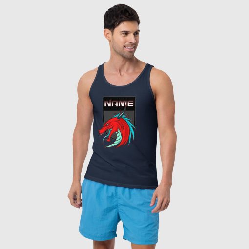 Dragon Men’s Staple Tank Top | Bella + Canvas 3480 | <span class="withname">With Your Name</span>| Large Center Front Print | 2107202402 - Image 5