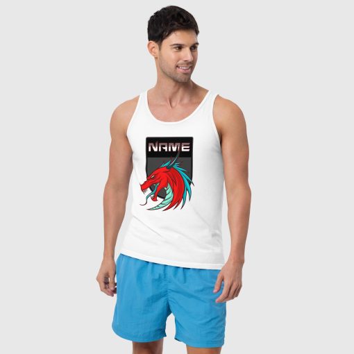 Dragon Men’s Staple Tank Top | Bella + Canvas 3480 | <span class="withname">With Your Name</span>| Large Center Front Print | 2107202402 - Image 7