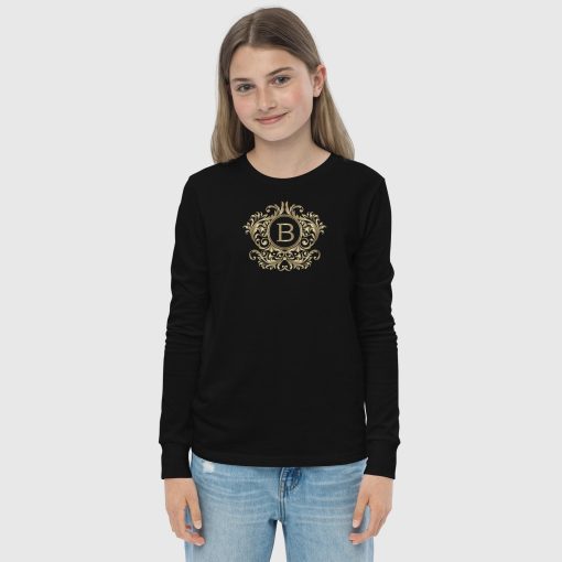 Golden Ornaments Youth Long Sleeve Tee <span class="withname">with your Favorite Letter</span>| Bella + Canvas 3501Y | 2024052802