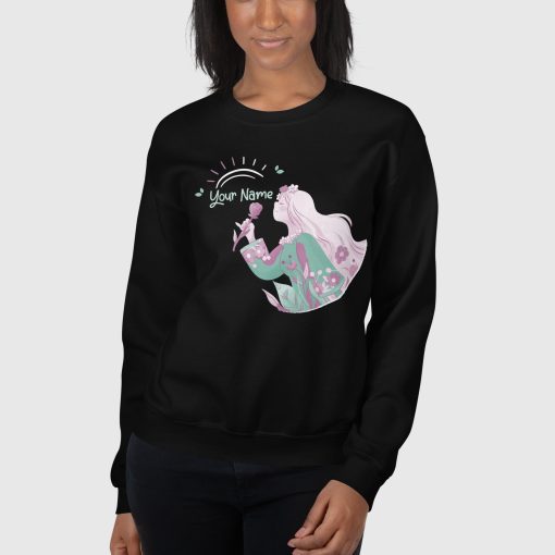 Women With Flower 's Crew Neck Sweatshirt <span class="withname">With Your Name</span>| Gildan 18000 | 1808202401 - Image 2