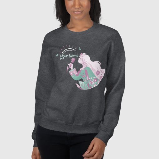 Women With Flower 's Crew Neck Sweatshirt <span class="withname">With Your Name</span>| Gildan 18000 | 1808202401