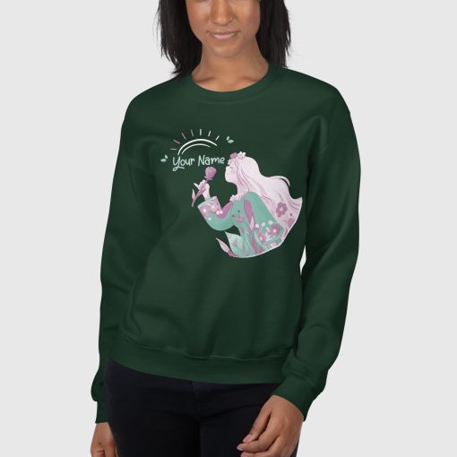 Women With Flower 's Crew Neck Sweatshirt <span class="withname">With Your Name</span>| Gildan 18000 | 1808202401 - Image 5