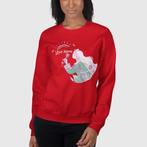 Women With Flower 's Crew Neck Sweatshirt <span class="withname">With Your Name</span>| Gildan 18000 | 1808202401 - Image 4