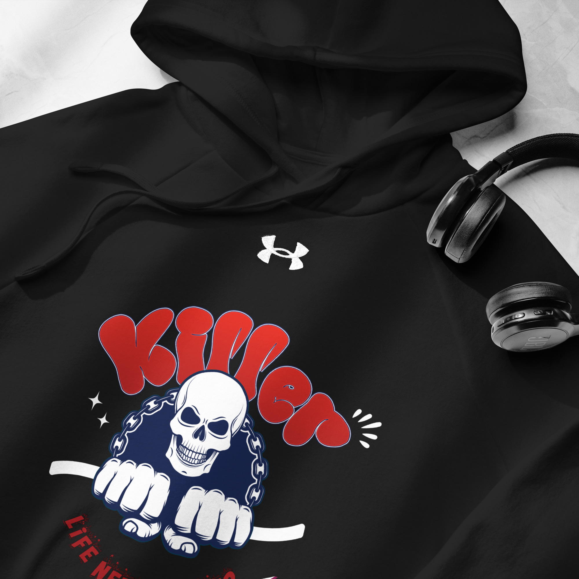 Skull of Power Under Armour® hoodie | <span class="withname">with your Name</span> | Front and Back Printing | P2007202501F | 2509202501 - Image 2