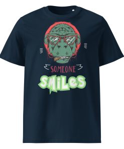 Alternative view of Smoking Monkey Organic Ribbed Neck T-Shirt with Front & Back Printing| P1803202502G | 2009202501F