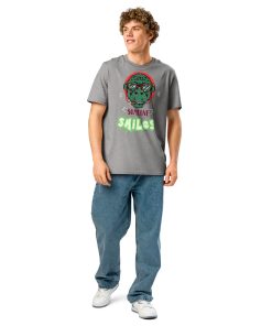 Smoking Monkey Organic Ribbed Neck T-Shirt with Front & Back Printing| P1803202502G | 2009202501F